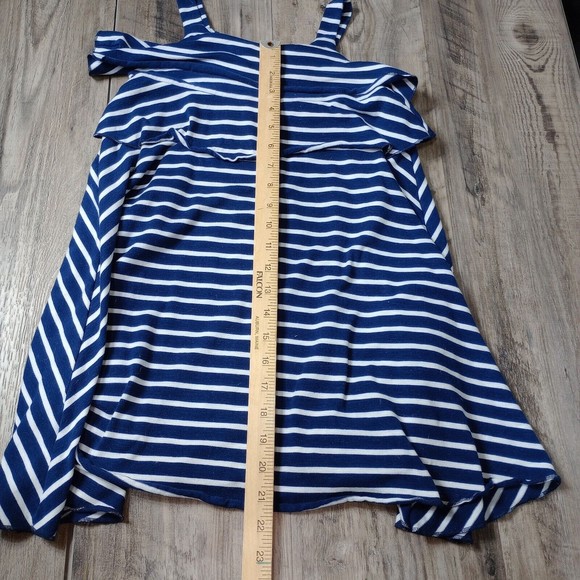 FOREVER 21 GIRLS 9/10 White Blue Striped Dress Sleeveless A Line - Picture 8 of 9